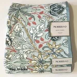 🎁2PC Morris & Co. Bath Towels - Hyacinth Pattern - 100% Cotton